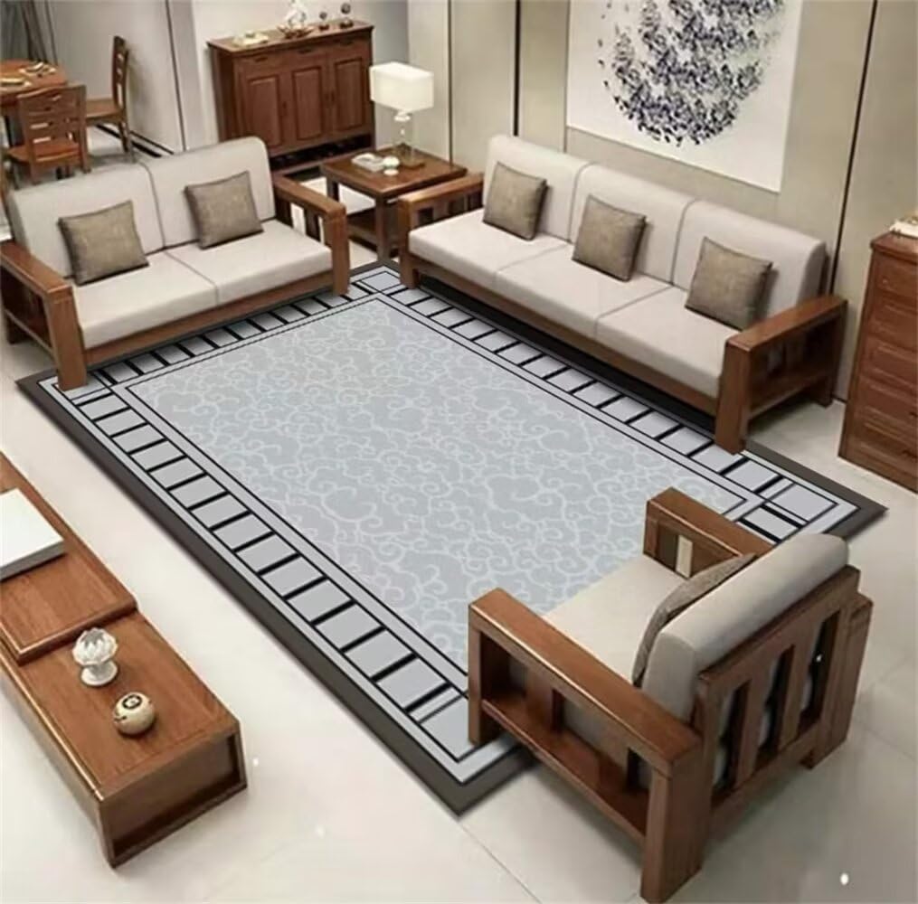 Tapis salon antiacarien et lavable gris pour un intérieur sain