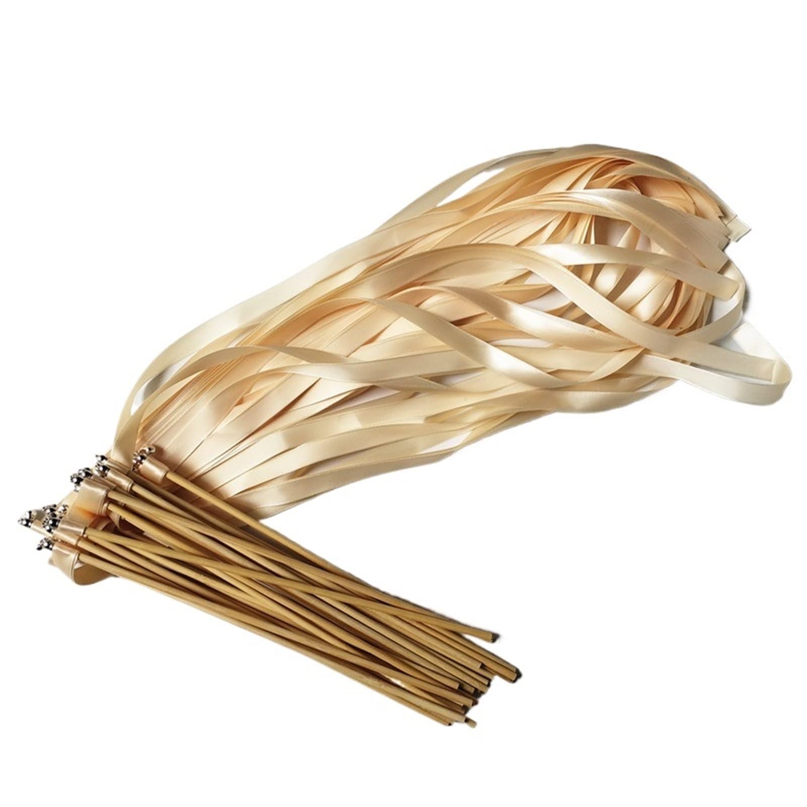 Zauberstäbe Hochzeit Luftschlangen 50pcs/lot Cream Beige Wedding Ribbon Wands With Gold Bell For Wedding Decoration für Hochzeiten