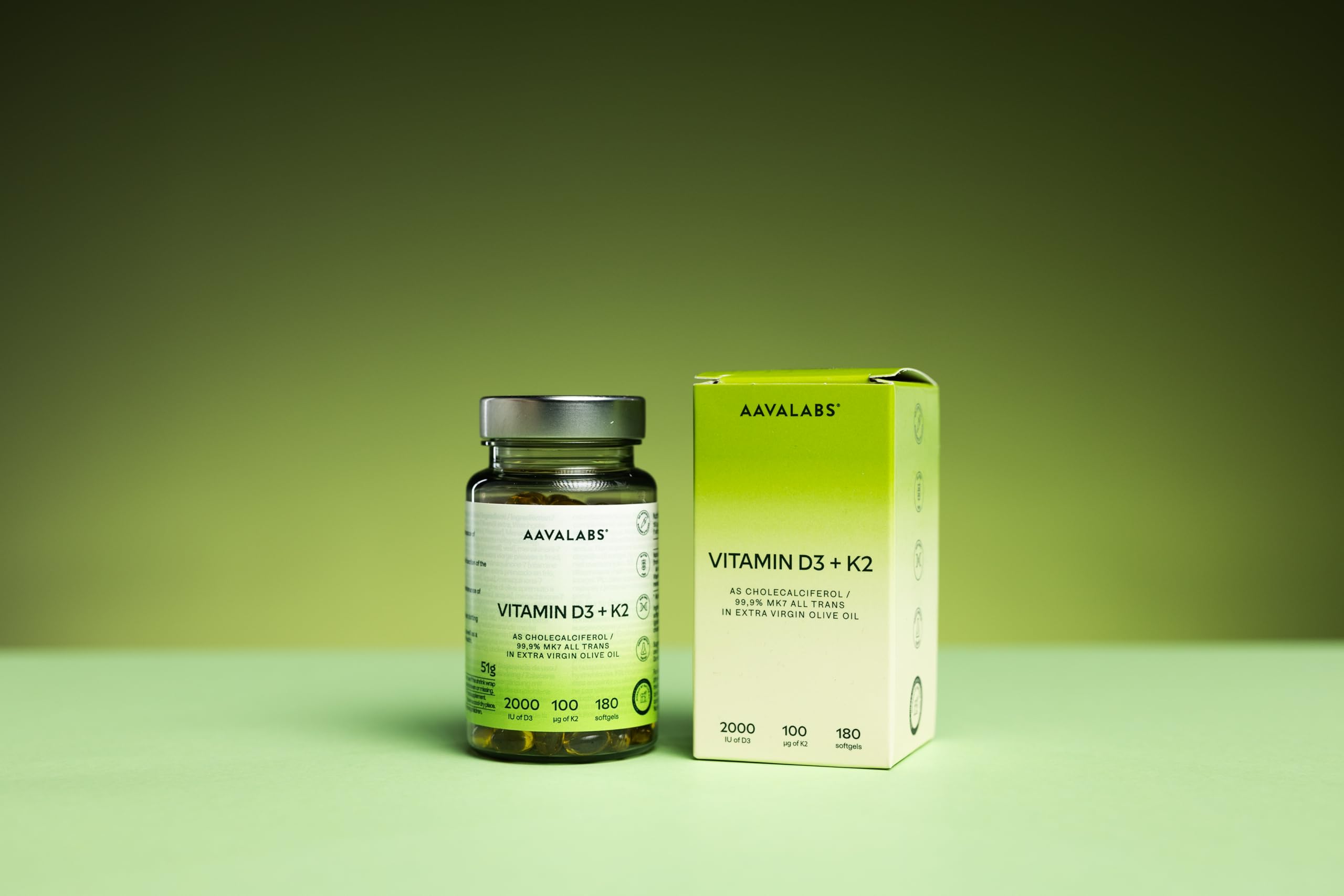 Vitamina D3 K2 Alto Assorbimento Olio Extravergine d'Oliva - Vitamina D3 2000 UI + Vitamina K2 MK7 100 μg - Vitamina D 2000 UI e Vitamina K - 180 Capsule