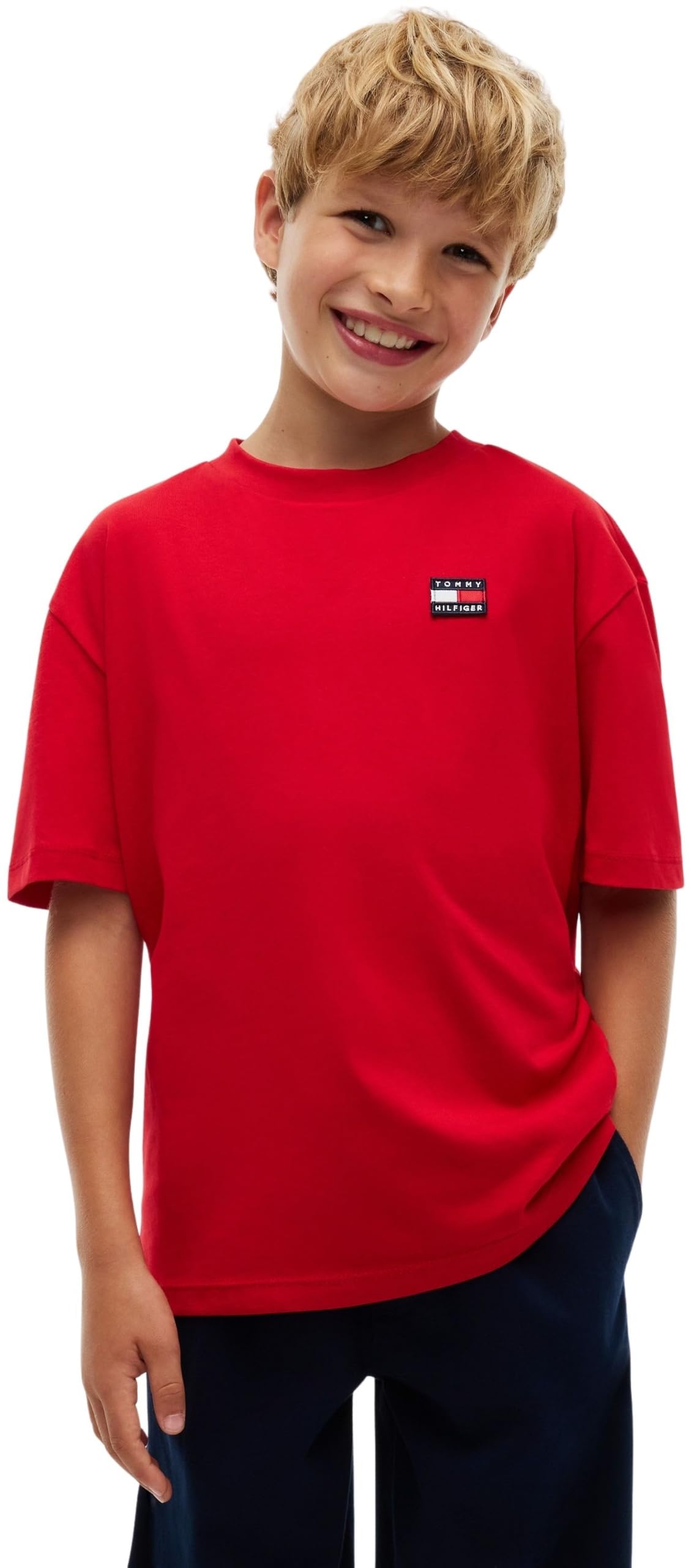 Tommy Hilfiger Kids Gender Inclusive Flag Heritage Archive TEE S/SKS0KS00756 S/S T-Shirt, Primary Red, 8 Years