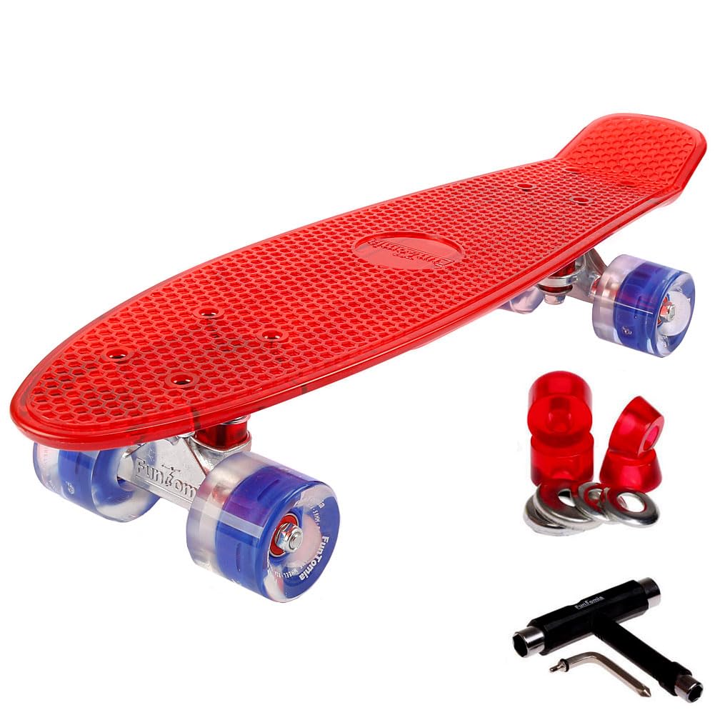 FunTomia Mini Board monopatín Skateboard 57cm - con o sin LED Ruedas - Wheel 59mmx45mm (82A) - Rodamiento ABEC-11 — view 23