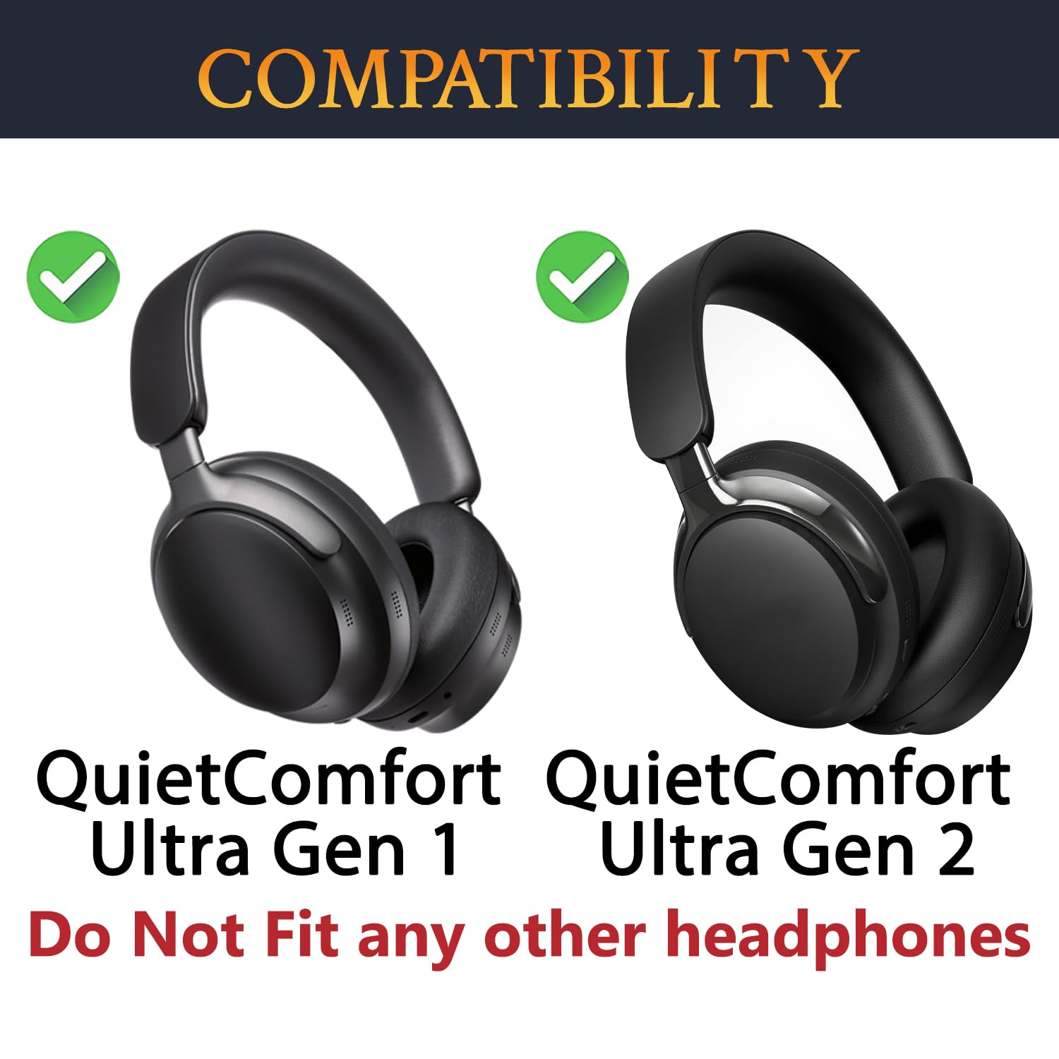 SOULWIT Cuscinetti Auricolari Ricambio per Bose QC Ultra/New QuietComfort Ultra(2nd Gen) Wireless Cuffie, Padiglioni in Pelle Proteica Morbida con Schiuma ad alta Densità per l'Isolamento Acustico