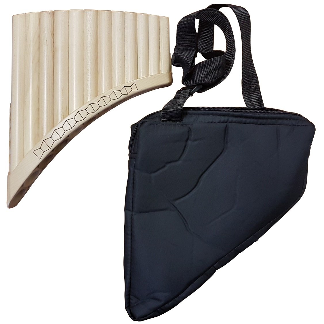 Flauta de Pan Solist Alto de sol Made in Europe + Bolsa 12 Cañas la1-mi3 de arce Forma Curva Ornamento bajo tallada