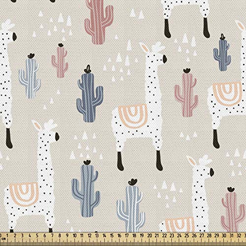 ABAKUHAUS Lama Gewebe als Meterware, Kindisches Kaktus-Tier, Schön Gewebten Stoff für Polster und Wohnaccessoires, 1M (148x100cm),Korallenrot Beige ABAKUHAUS Lama Gewebe als Meterware, Kindisches Kaktus-Tier, Schön Gewebten Stoff für Polster und Wohnaccessoires, 1M (148x100cm),Korallenrot Beige