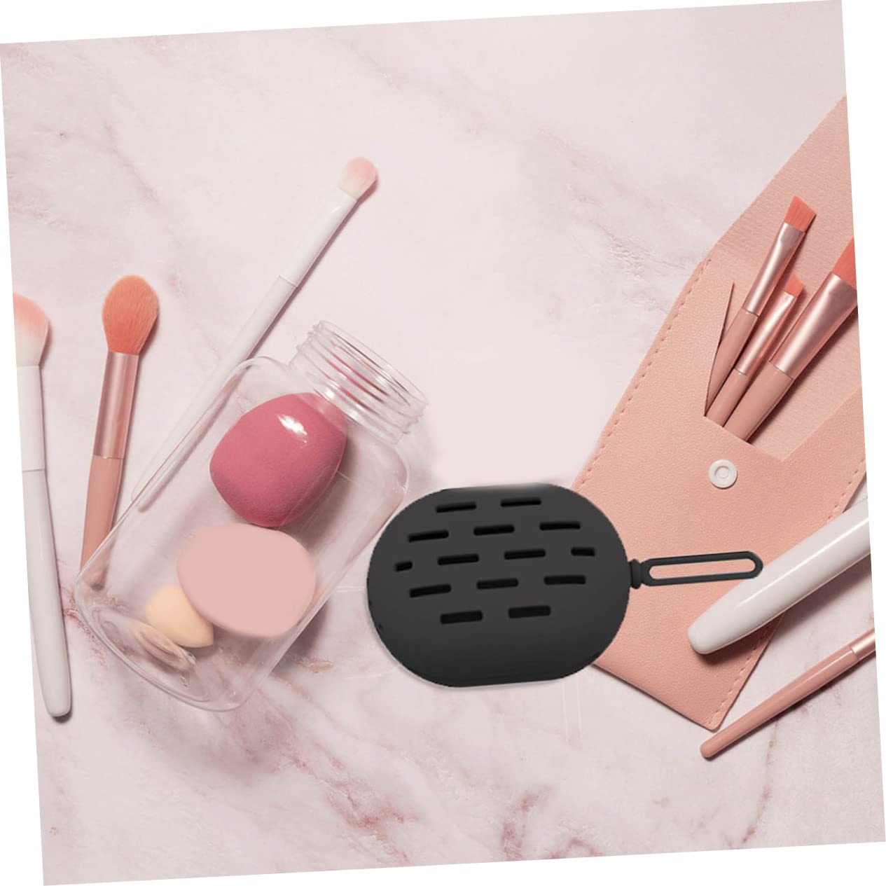 Beavorty 5piezas Caja De Almacenamiento De Esponjas De Maquillaje De Silicona Organizador Portátil Para Viaje Estuche Compacto y Transpirable Para Esponjas De Belleza