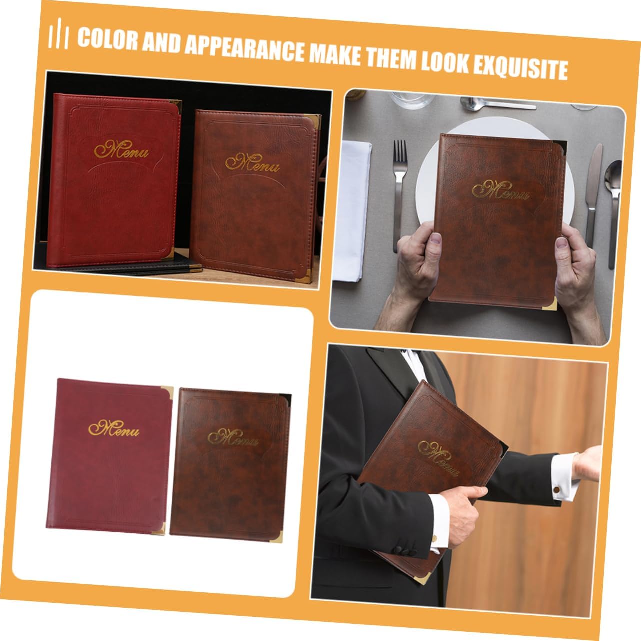 2pcs Ordering Menu Book Menu Holder Pad Restaurant Order Pad Pu Leather Sleeves Hotel Book