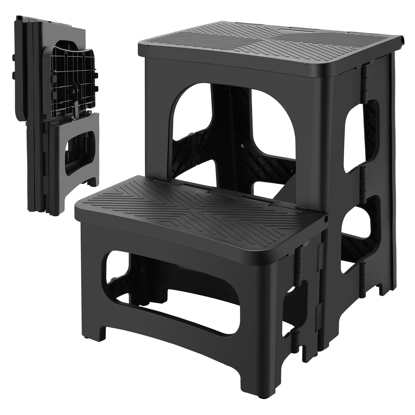 PAHTTO Tritthocker faltbar für Erwachsene, Rutschfester Klapphocker 2-stufig belastbar bis 180KG, Tragbarer Fußhocker Trittschemel mit Zwei Höhen (bis zu 43 cm) für Küche, Toilette, Büro, Badezimmer