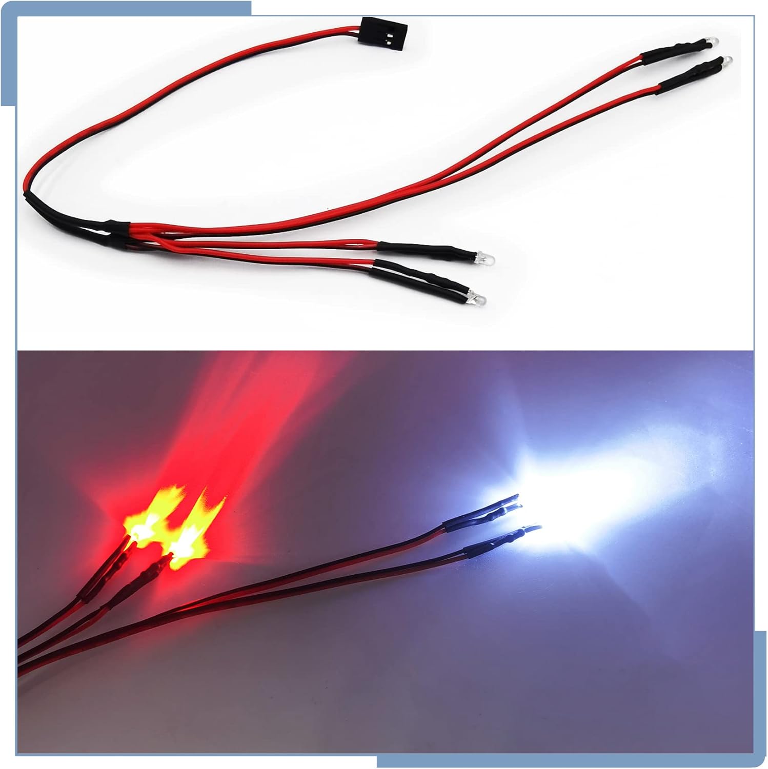 RC LED White Front Light and Red Rear Light Taillight Set for TRX4M Upgrades 1/18 Scale RC Crawler Car Accessories