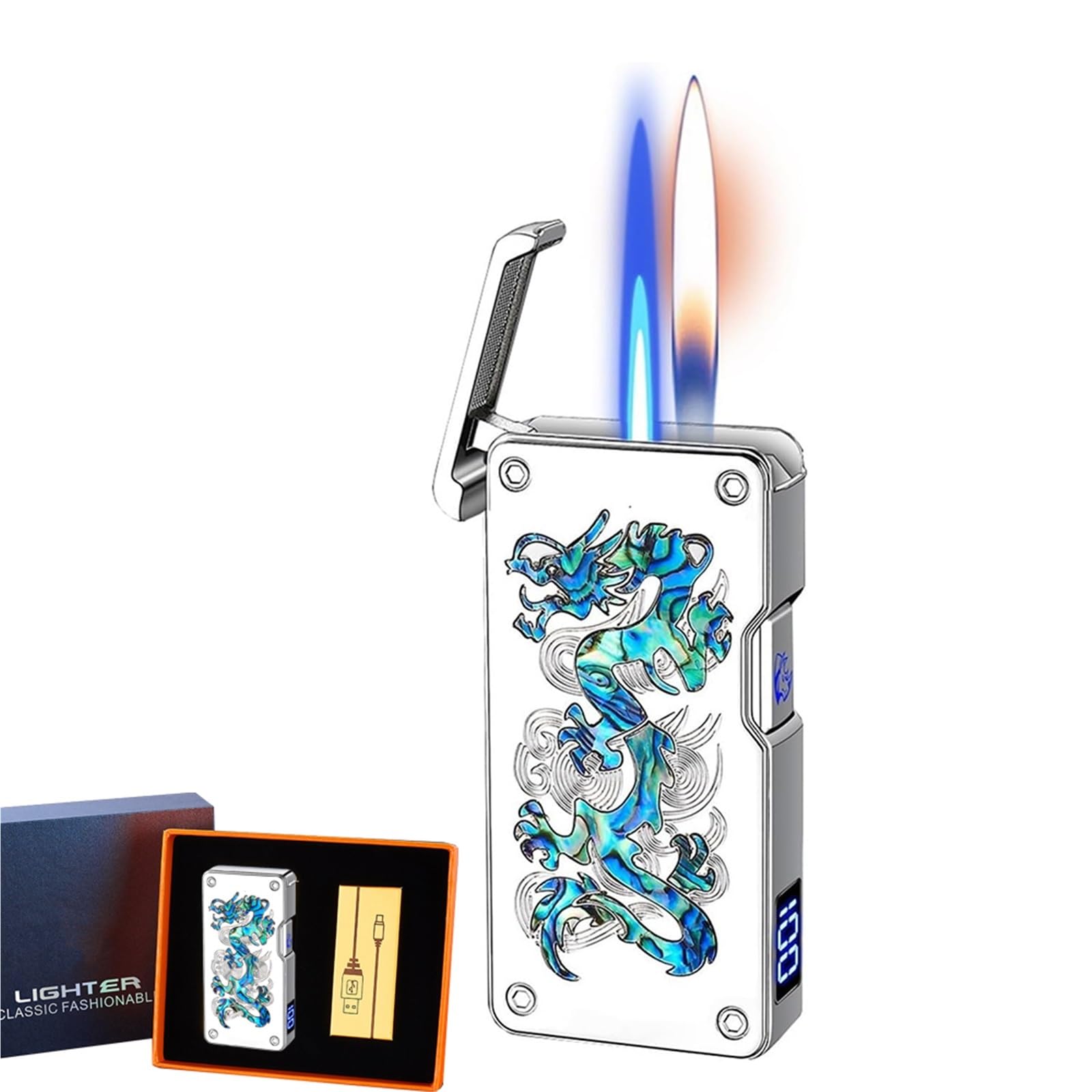 Encendedor de butano recargable con llama ajustable y diseño cortafuegos