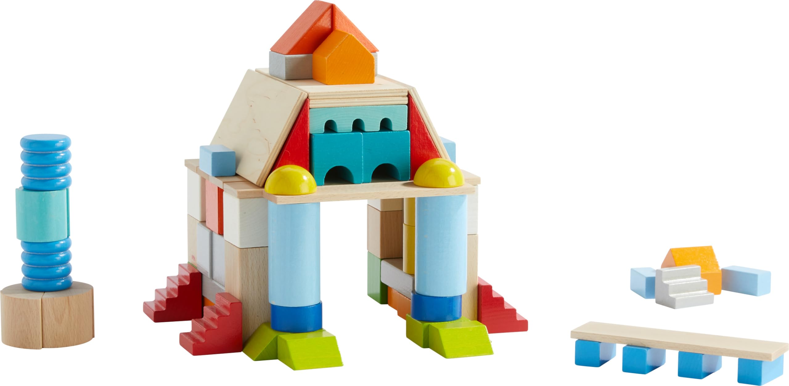 HABA Basis Holzbausteine - 85 Bunte Bausteine mit Baumwolltasche - Made in Germany - ToyAward Gewinner 2024 - Für Kinder ab 1 Jahr - 2010921001