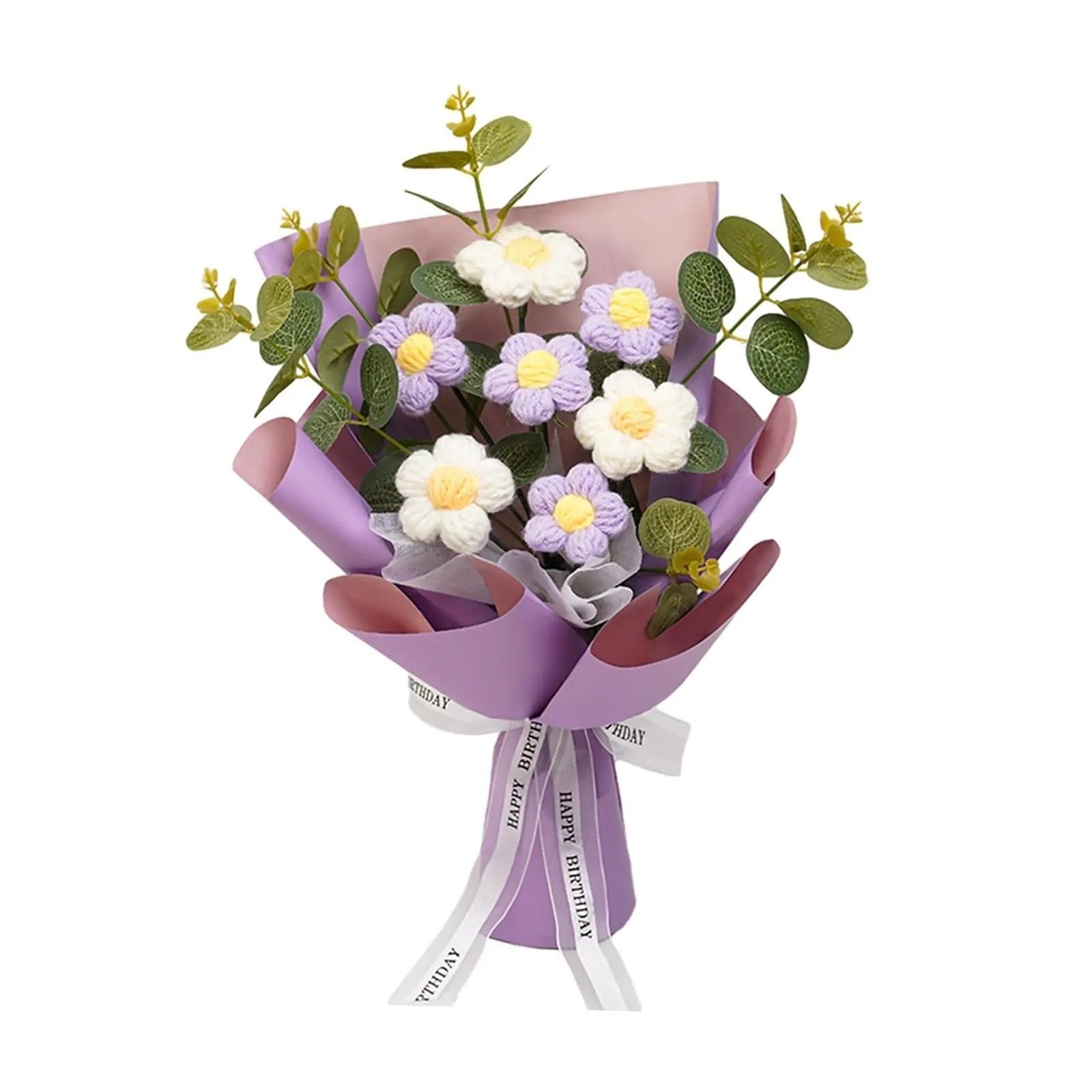 XIUsheUA Crochet Flower Bouquet Crochet Flower BouquetDecoration Spring Knitted Flowers for Girl Friend Party Desktop Festival for Graduation, Anniversary and Home Decor(Color2)