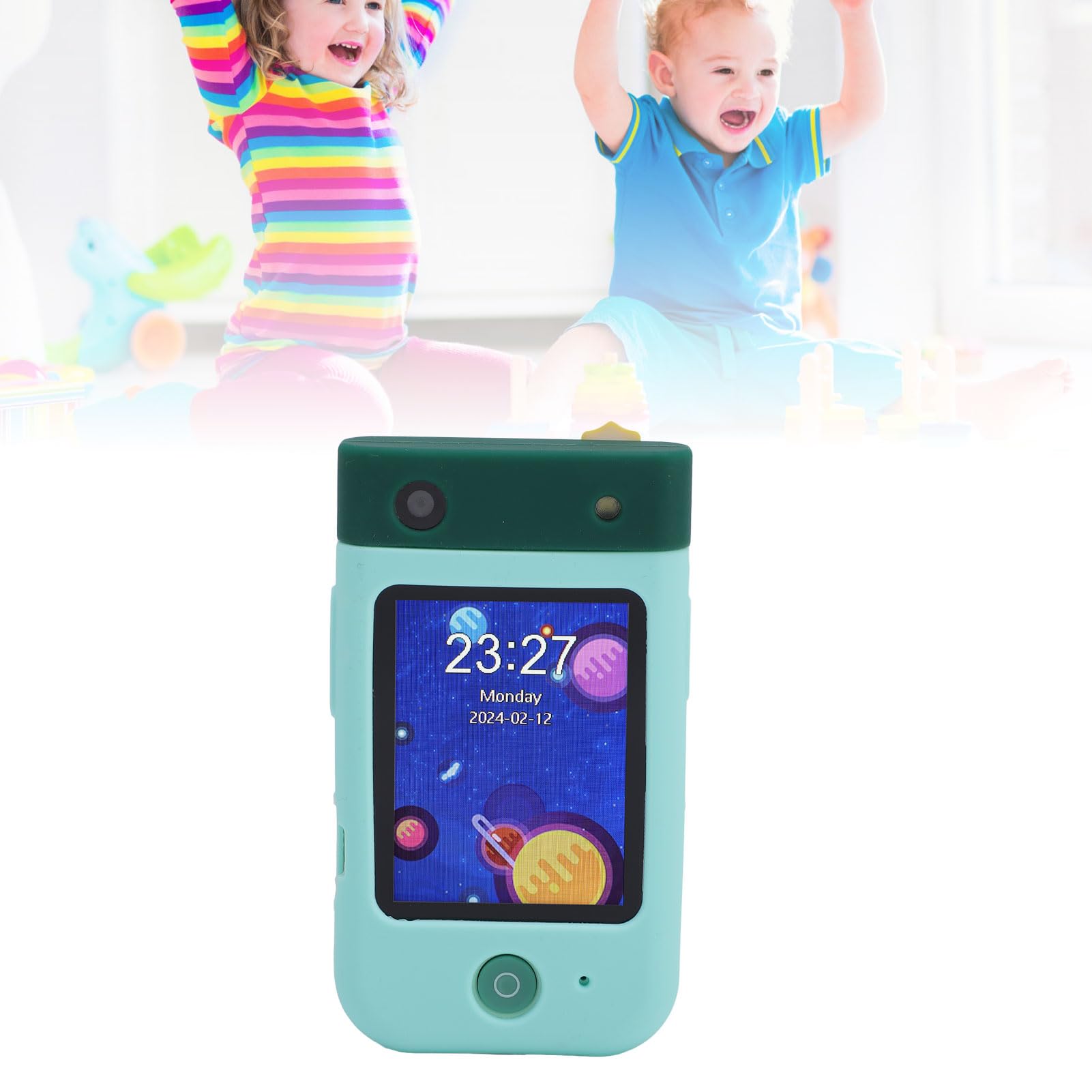 AMONIDA Piccolo Smartphone Giocattolo Touchscreen da 2,8 Pollici per Bambini con Lettore Musicale e Giochi Educativi per la Ricreazione (verde dinosauro)