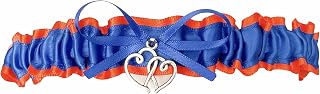 Royal Blue Orange Satin Wedding Toss Demi Bridal Garter - Double Heart Charm