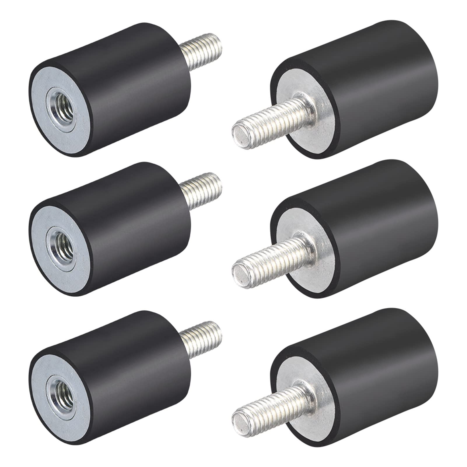Rubber Studs Shock Isolator, Stud Bushing 6pcs M6 Male Female Mounts, 20x25mm Vibration Isolators Absorber for Bicycle, Air Compressors Threaded
