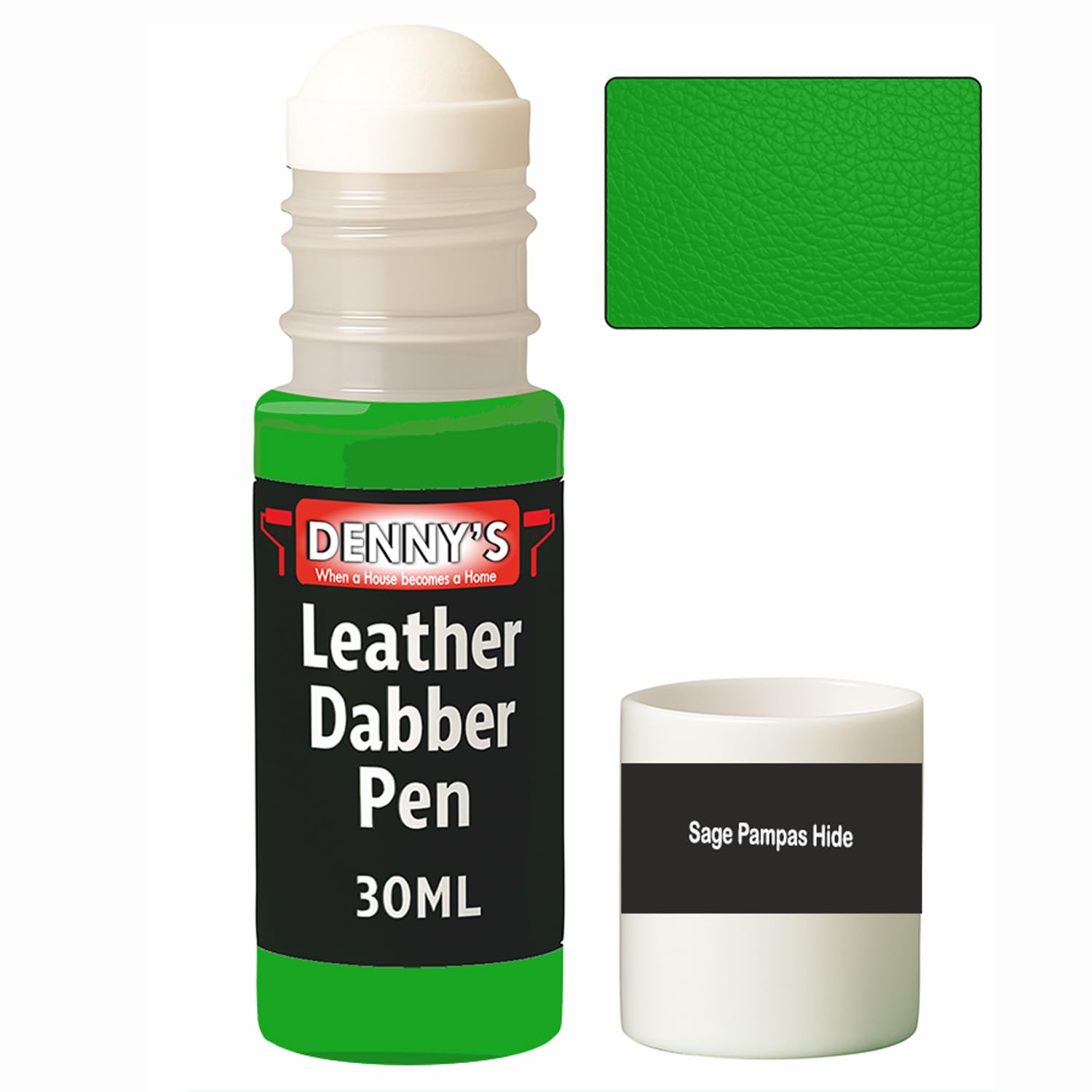 SCOOBYS PAINTS BACK IN THE MIX Leather Dabber Pen, 30ml, Leather Recolouring Paint Dye Balm Sofas, Repair Faded & Scratched Upholstery Car Seats, Shoes and Clothing, Green Shades (Sage Pampas Hide)
