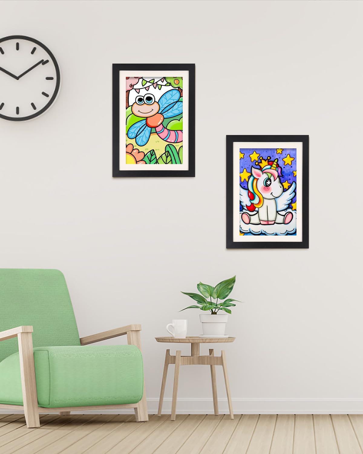 LEAZZLE 2PCS Cadre photo pour dessins d'enfants,Cadre Ouverture Frontale A4 pour Stockage D'art Enfants avec 30 feuilles papier A4 (Noir)