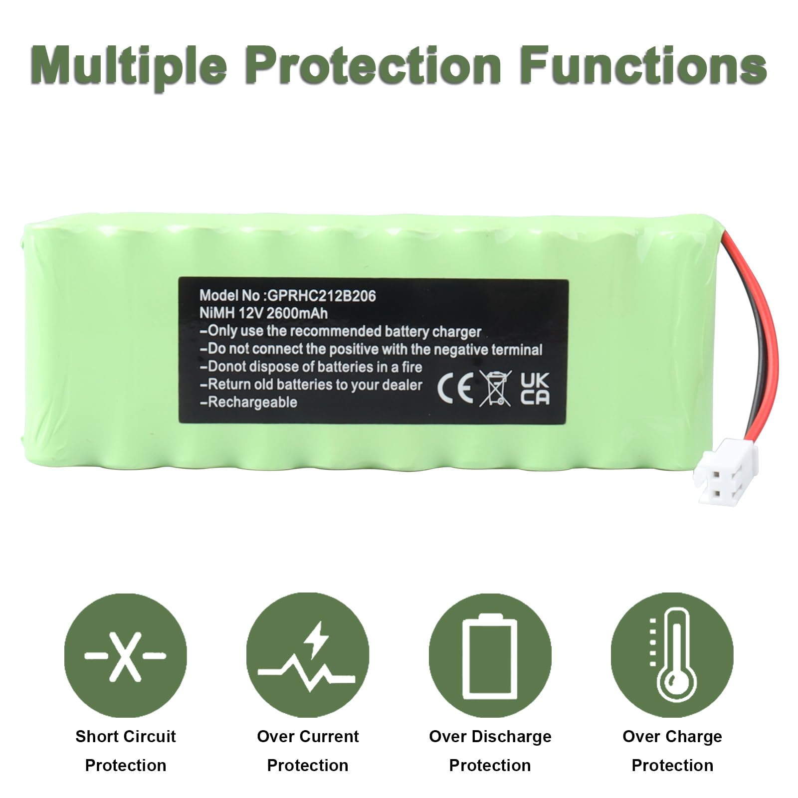Batterie NiMH MXJFYY 12 V 2 600 mAh pour volet Roulant Roto GP210AAHCB10BMX, GPRHC212B206, WDT-S RT2-SF, Radio Solaire G2/G3/G4, vidéosurveillance, volet Roulant extérieur ZRO SF, ROTO ZEL