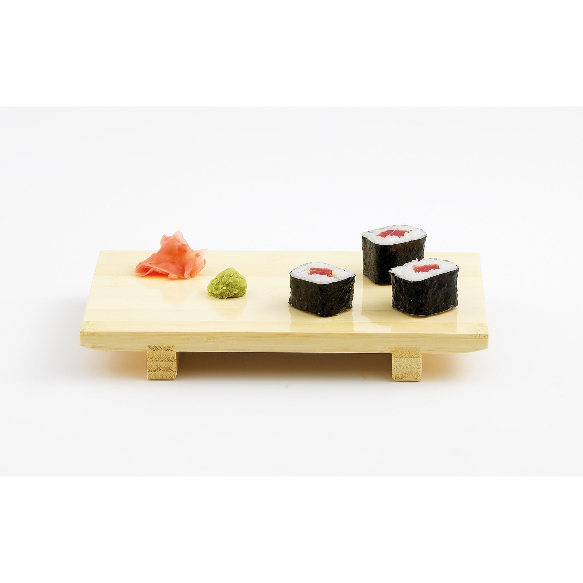 Helen's Asian Kitchen Sushi Plate Tray and Serving Board, Natural Bamboo, 9.5 x 6-Inches