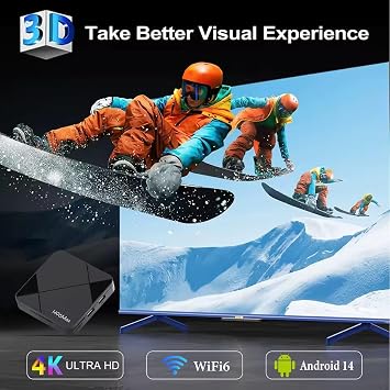 H96 MAX H313 Smart TV Box – Android 14 ATV | 4K@60fps | WiFi 6 | BT 5.0 | Voice Assistant (Black)