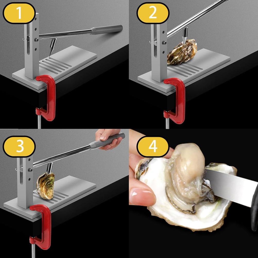 Máquina Abridora De Ostras para El Hogar, Máquina Abridora Almejas con Descascarador Ajustable Y Mango Ergonómico, Ostras Apertura Rápida Y Orificios De Posición Ajustables para Hotel