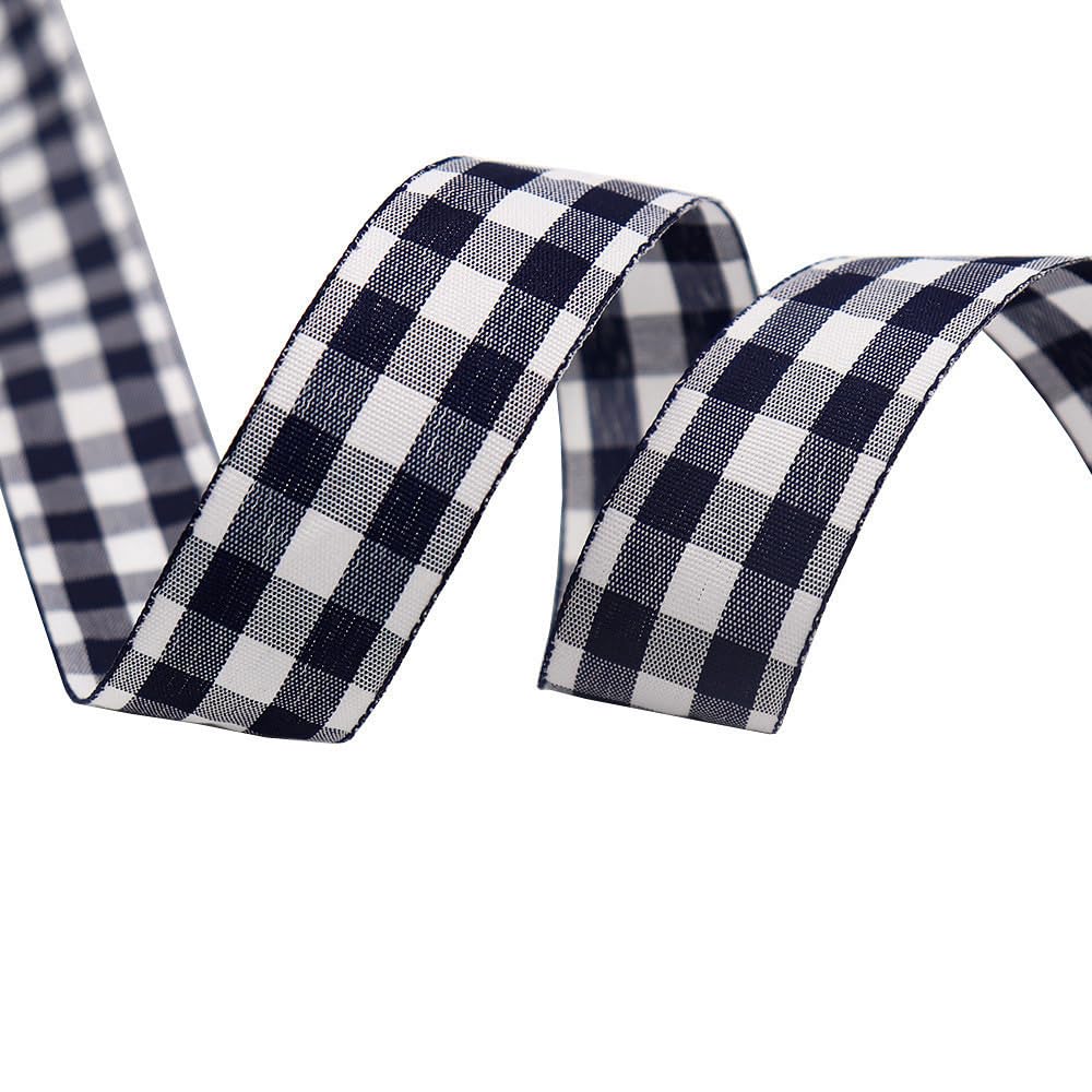Tartan Ribbon, 25mm x 9M Black Watch for Christmas Valentine's Day Scene Decoration(Blue and White)