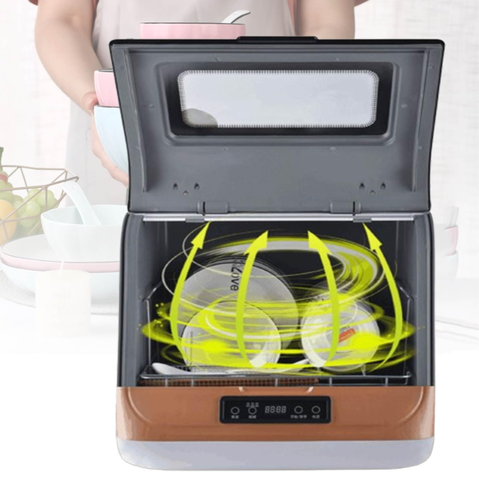 Lave-vaisselle portable doté d'une pulvérisation rotative à 360 degrés et 3 cycles de lavage