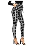 Women's Stretchy Plaid Print Pants Soft Skinny Regular Fashion Leggings