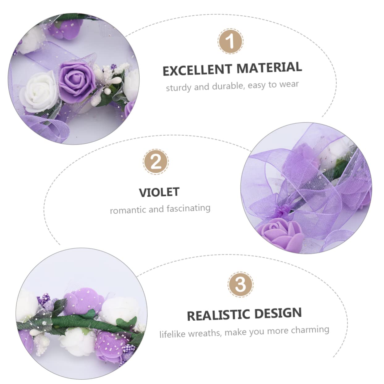 FRCOLOR 3sätze Handgemachte Braut Und Brautjungfer Blumenkranz Armband Und Weiß Stil Für Hochzeitsdekoration Und Fotografie Am Strand Leicht Und Angenehm Zu Tragen