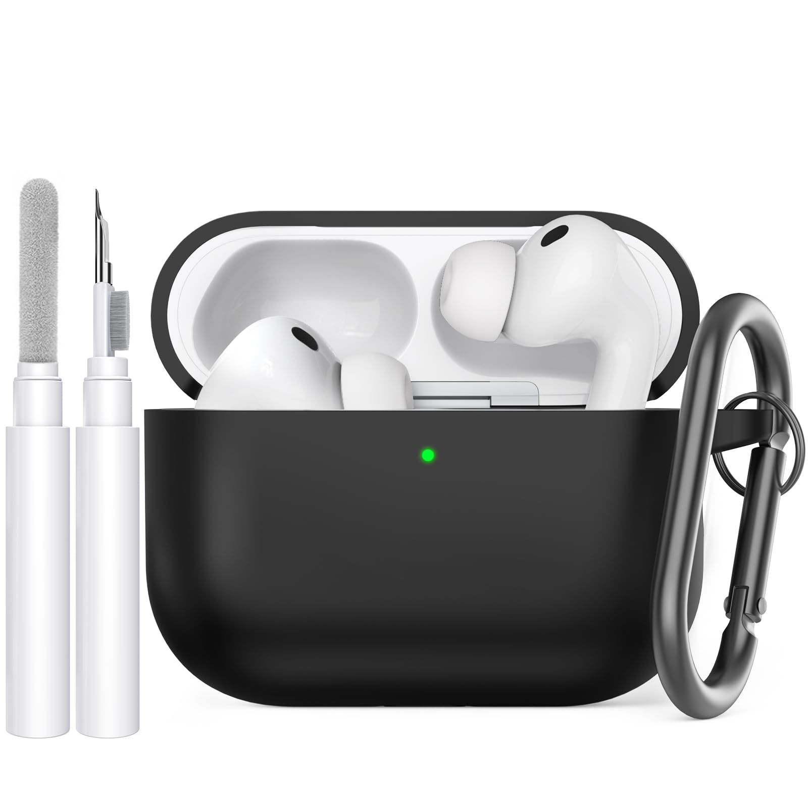 AhaStyle Hülle für AirPods Pro 3 (2025) Mit Reinigungsstift Weiche Silikon AirPods Pro 3. Generation Case [Mit Karabiner und Handschlaufe] Vollständige Stoßfeste Schutzhülle für Apple AirPods Pro 3