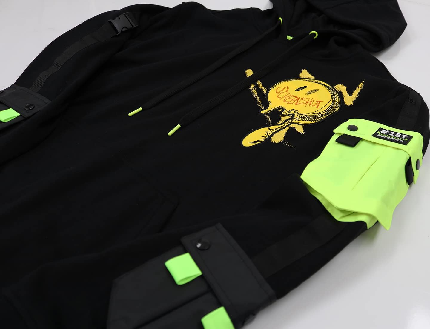 SCREENSHOT Mens Urban Premium Fleece Hoodie - NYC Streetwear Fashion Embroidery Patch Gel Print Hooded Sweatshirt - Image 6