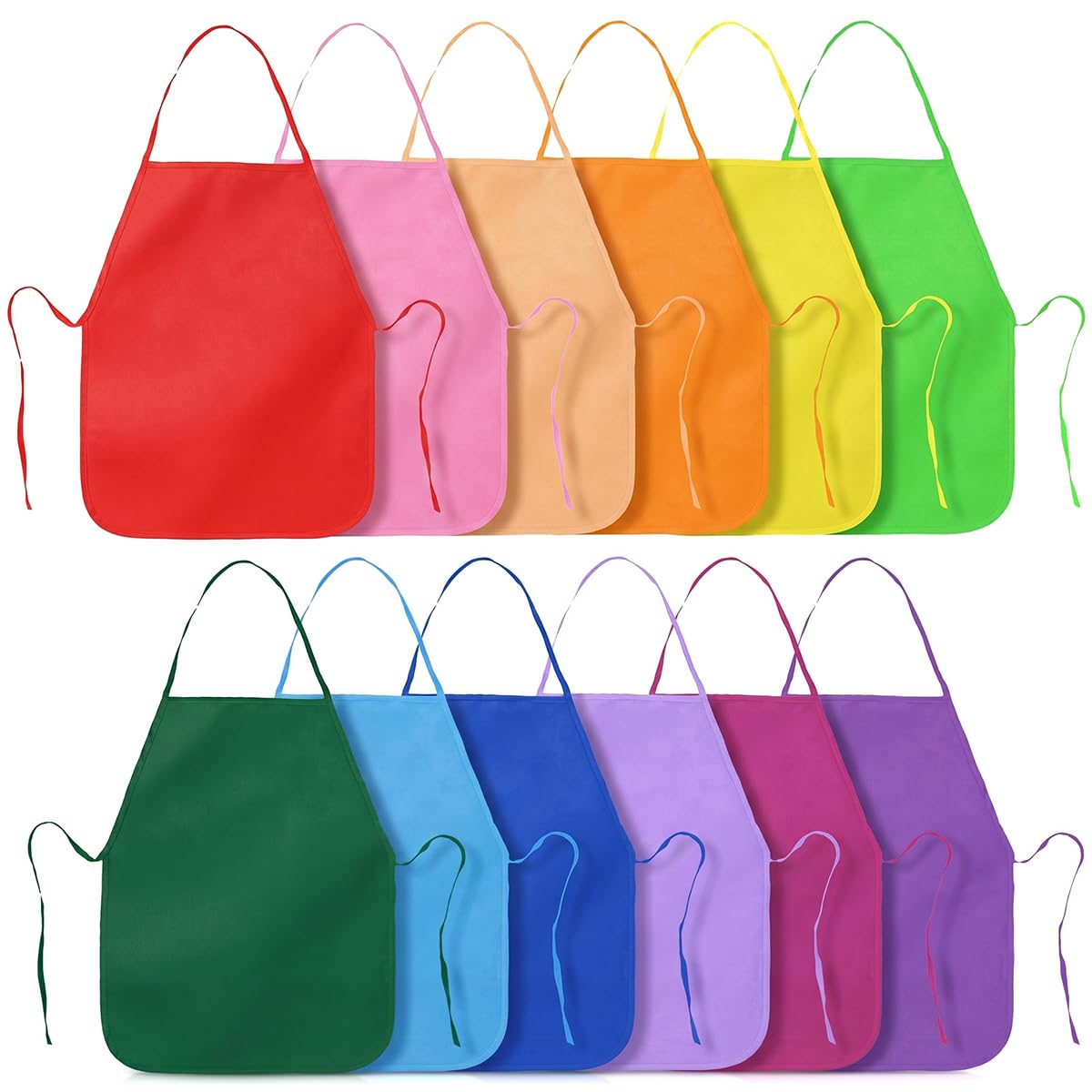 12 Pièces Tabliers de Peinture pour Enfants 2-9 Ans, 12 Couleurs | Children's Painting Apron, Tissu non Tissé, Jardinage Blouse pour la Pâtisserie, Les Travaux Manuels, Léger et Respirant