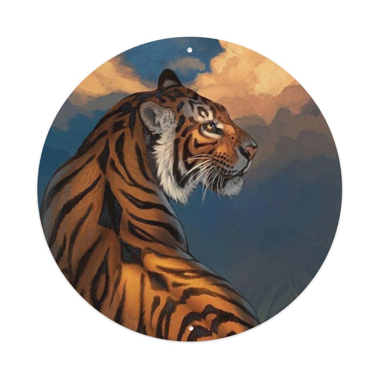 Animals Artwork Bengal Tiger Vintage Metal Tin Sign Plaque Wall Decor for Cafe, Club Bar, Office, Garden Metal Poster 8x8Inch