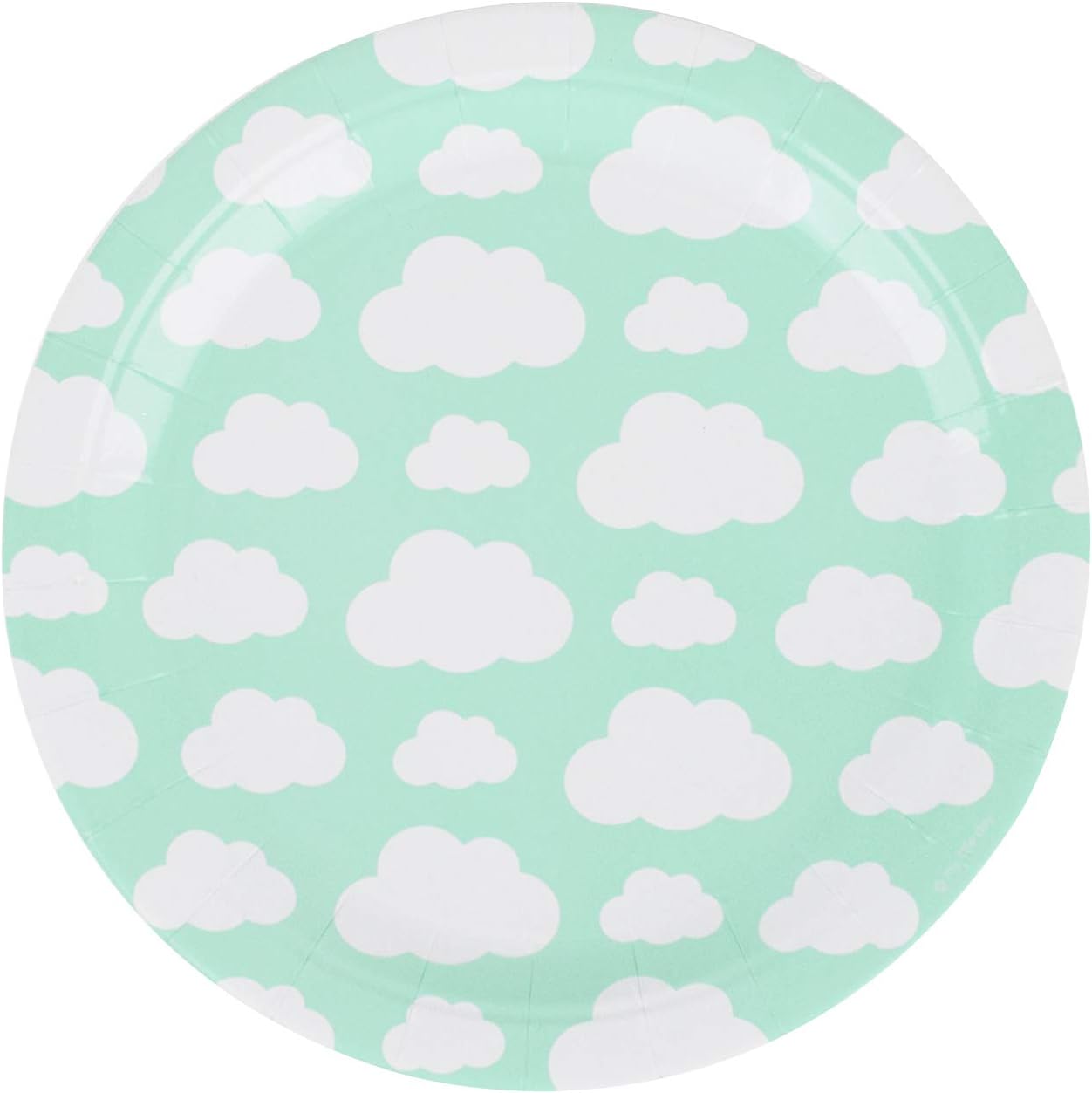 My Little Day MLD-ASNUAAC Paper Plates 8 Pieces Set In Aqua Clouds Print, Multicolour