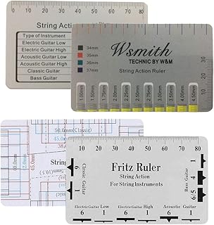 Jiayouy 4Pcs Multi Function Metric String Action Gauge Measuring Tool for Acoustic Guitar Bass String Instruments