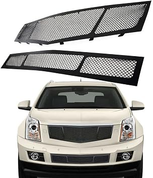 Stainless Steel Mesh Grille Grill Insert Combo Compatible with 2010 2011 2012 2013 2014 2015 Cadillac SRX Upper+Lower+Black