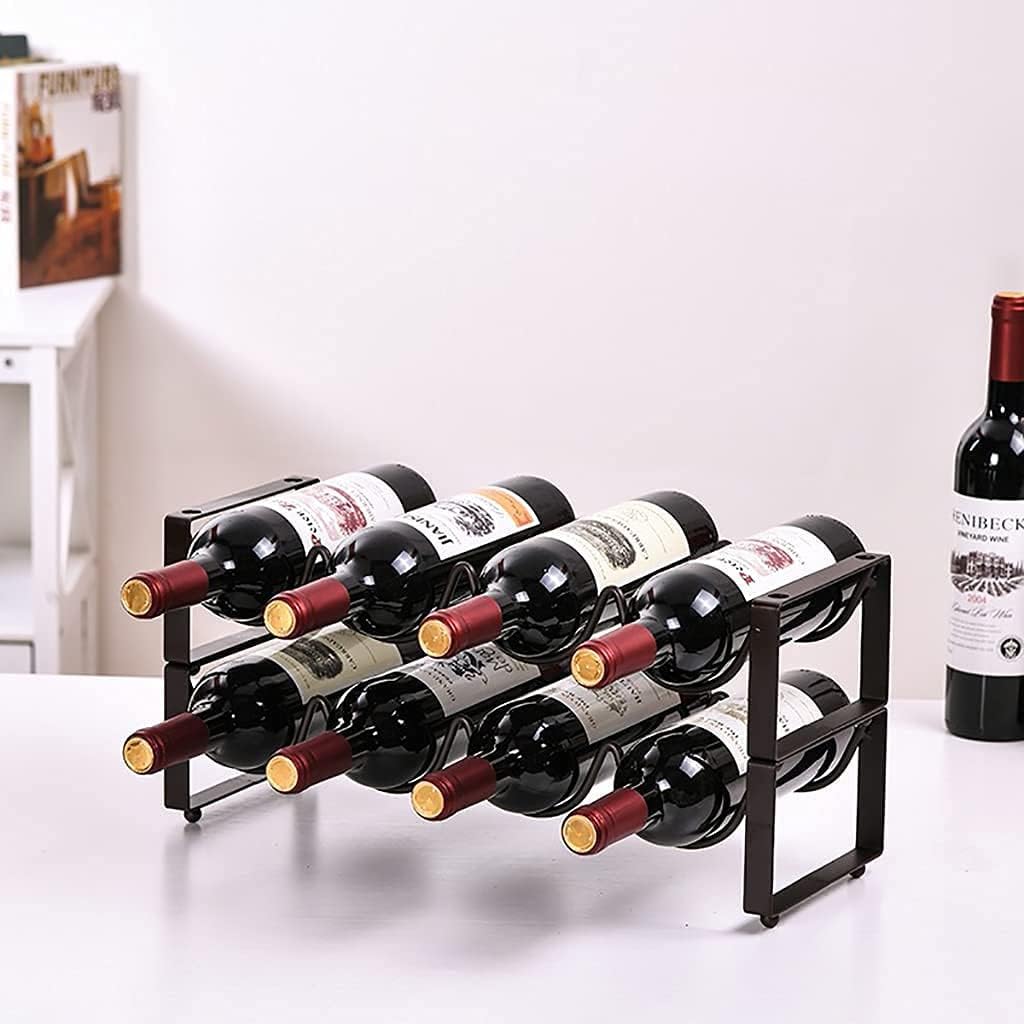 Metal Countertop Wine Rack Durable Freestanding Stackable Wine Bottle Rack Display Case Home Decor 3 Layer 15 Bottles