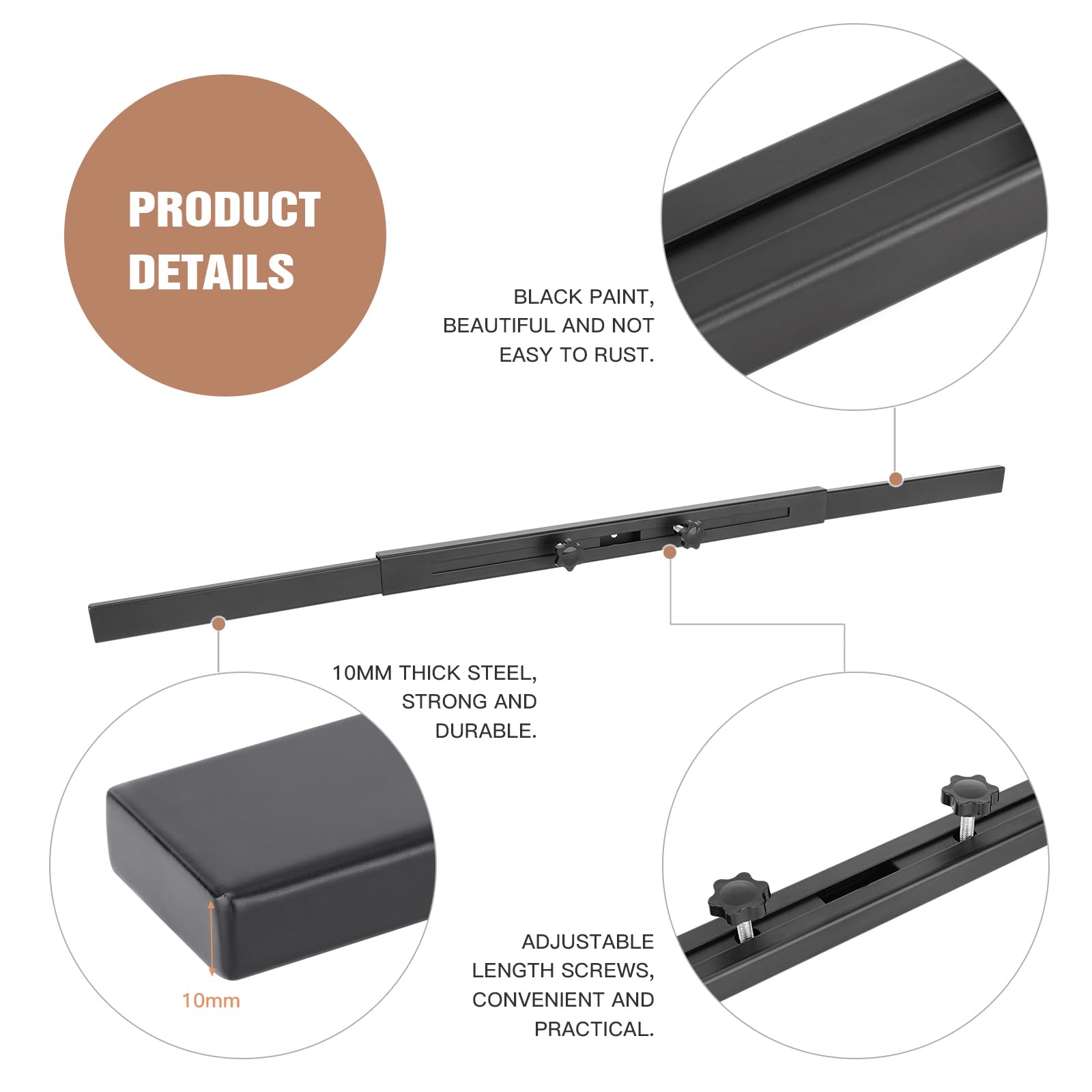 Lot de 2 barres de porte de sécurité pour porte Noir Pour portes de 76,2 à 99,1 cm