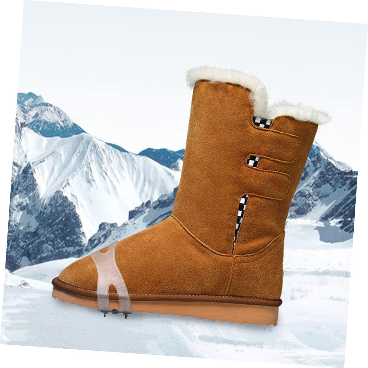 10 Piezas Cubierta de Botas de Nieve Picos de Nieve empuñaduras de Hielo para Zapatos Botas Picos slipstops Zapatos Antideslizantes crampones Pinzas para Raquetas de Nieve SHERCHPRY