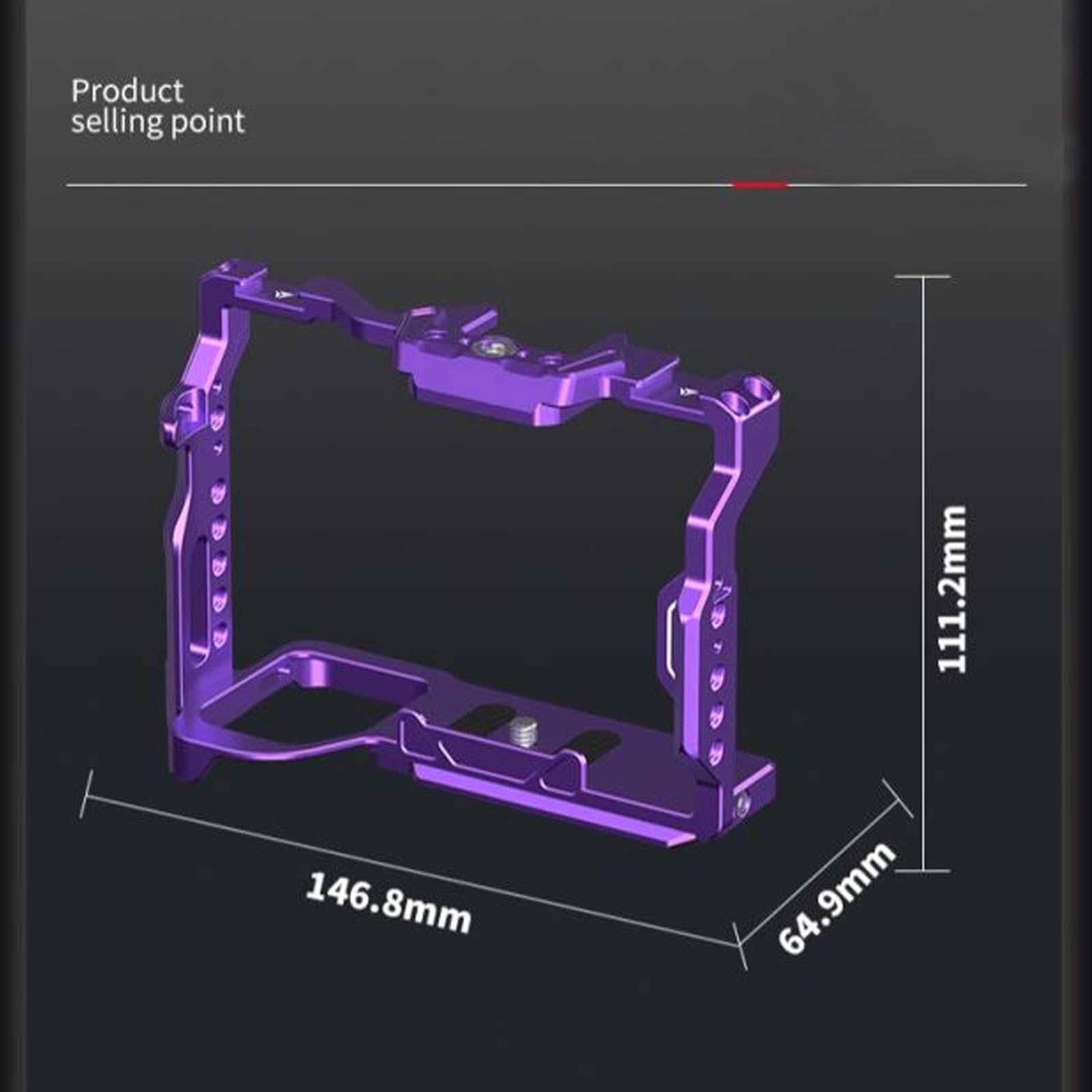 BGNing A7M4 Camera Cage for Mount Tripod Monitor Expansion Frame with Cold Shoe 1/4'' 3/8'' Arri Hole for Sony A7R5 Camera Rig Accessories (Purple Cage)