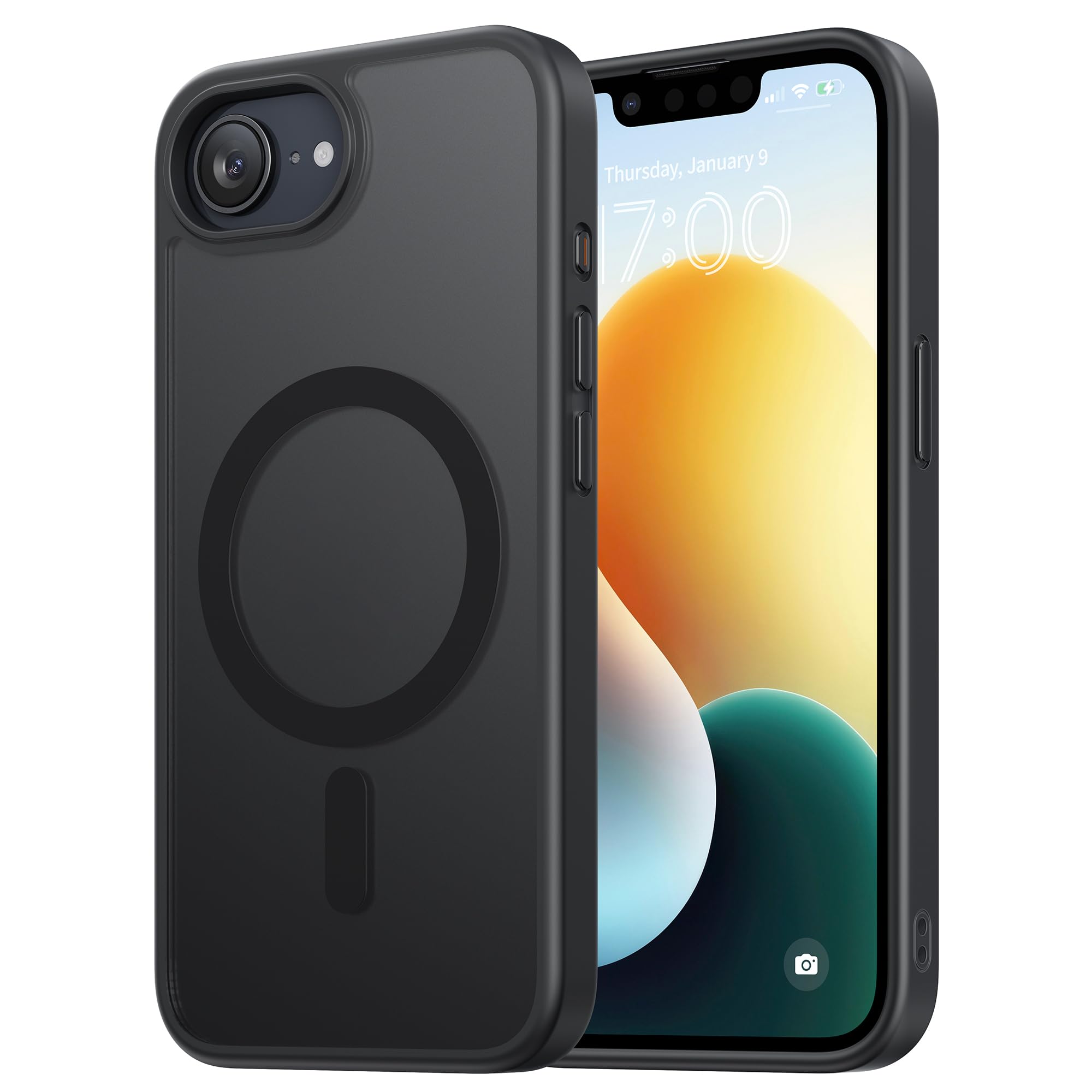 NIMASO for iPhone 17e/16e Case 6.1-Inch, Compatible with MagSafe Accessories, Shockproof Military-Grade Protection,Translucent Matte Back, Slim Thin Magnetic Phone Case, Translucent Black