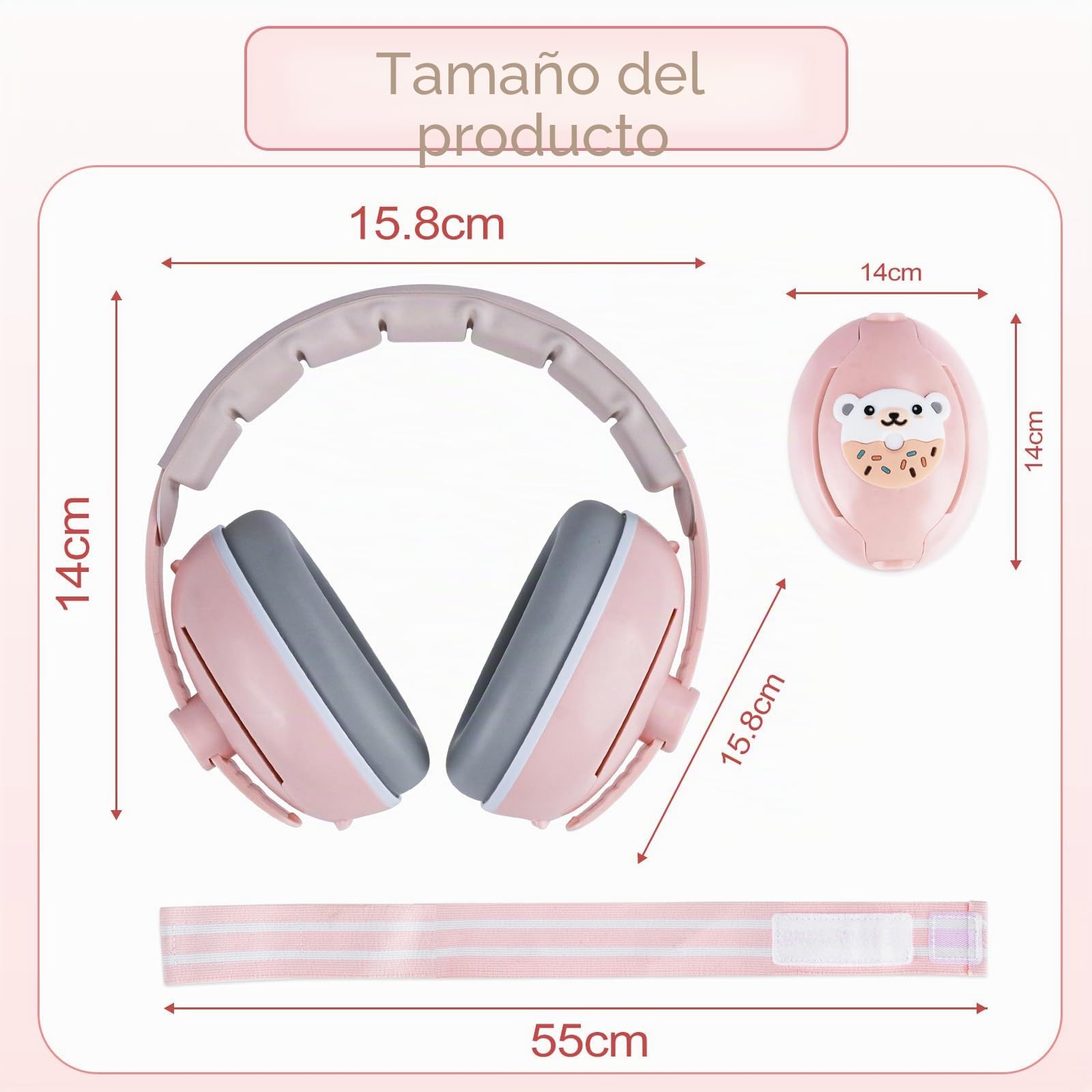 Cascos Bebe Antiruido, 2 en 1 Cascos Antiruido Bebe, Cascos Antiruido Niños Protectores Auditivos para Bebé 0-48 Meses, Protección Auditiva ideal Reducción de Ruido de 25dB