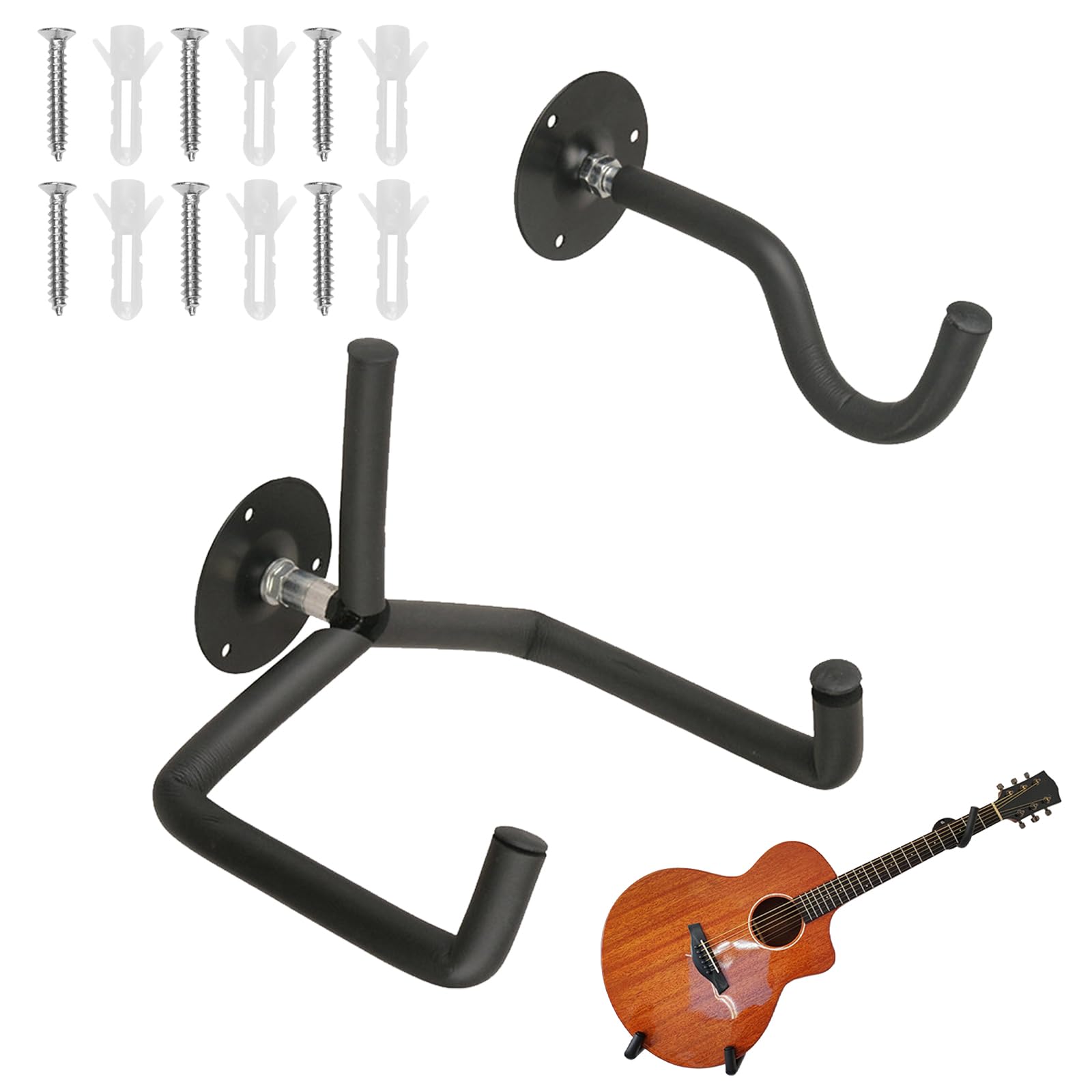 Uchwyt ścienny na gitarę, hak ze śrubami mocującymi, uchwyt ścienny do gitary akustycznej, gitary elektrycznej, klasycznej gitary akustycznej, ukulele basowej, mandoliny banjo
