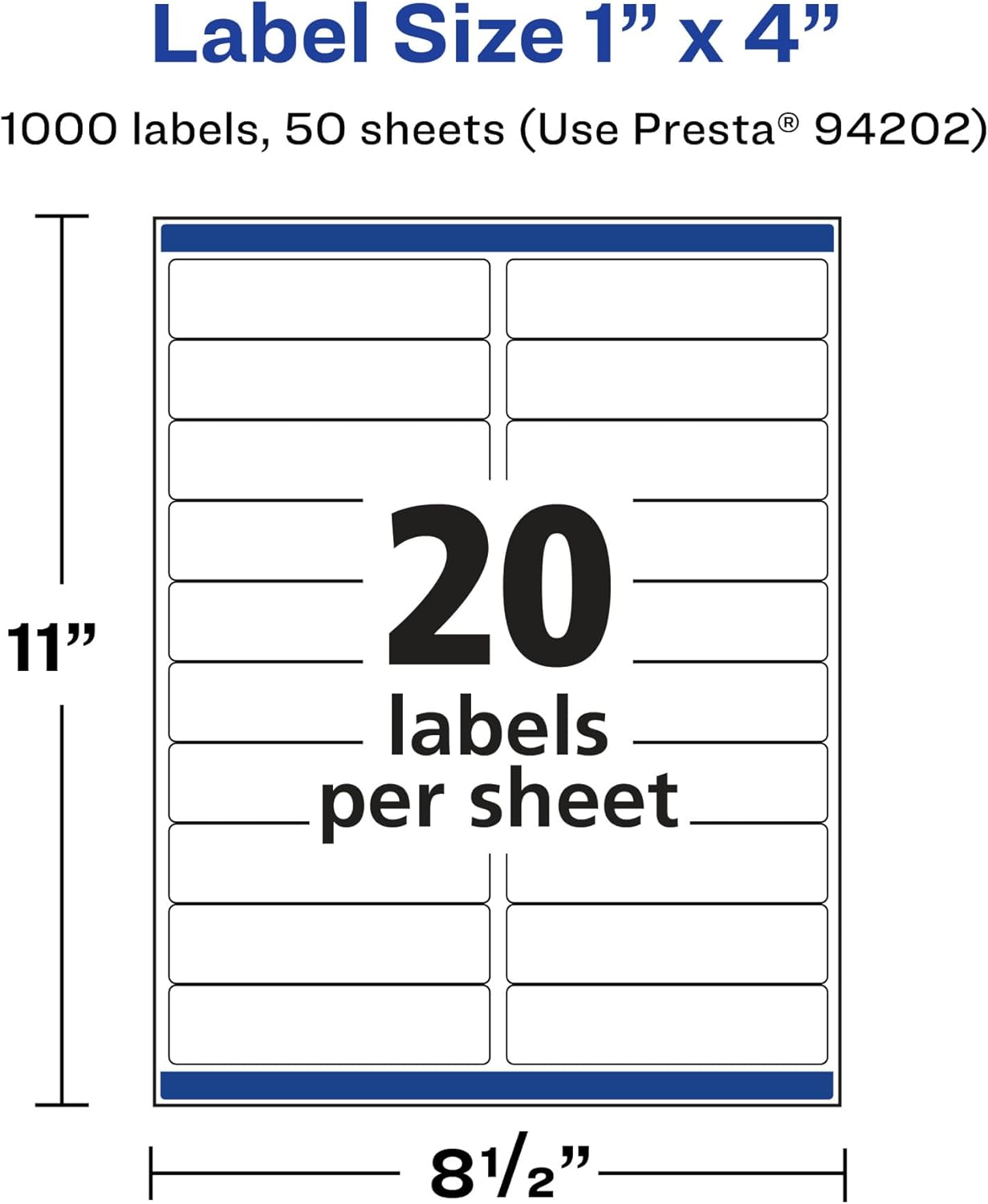 Avery Glossy Clear Rectangle Labels, Sure Feed Technology, 1" x 4", 1,000 Glossy Clear Labels, Laser/Inkjet Printable