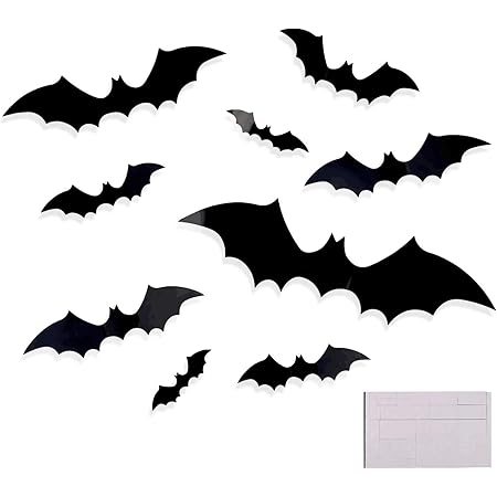 Amazon Co Jp Veylin ハロウィン 飾り コウモリ ステッカー 48枚セット Pvc製 立体 取り外し可能 ウォールステッカー 3d インテリア Diy 窓飾り お部屋飾り 学園祭 V ホーム キッチン