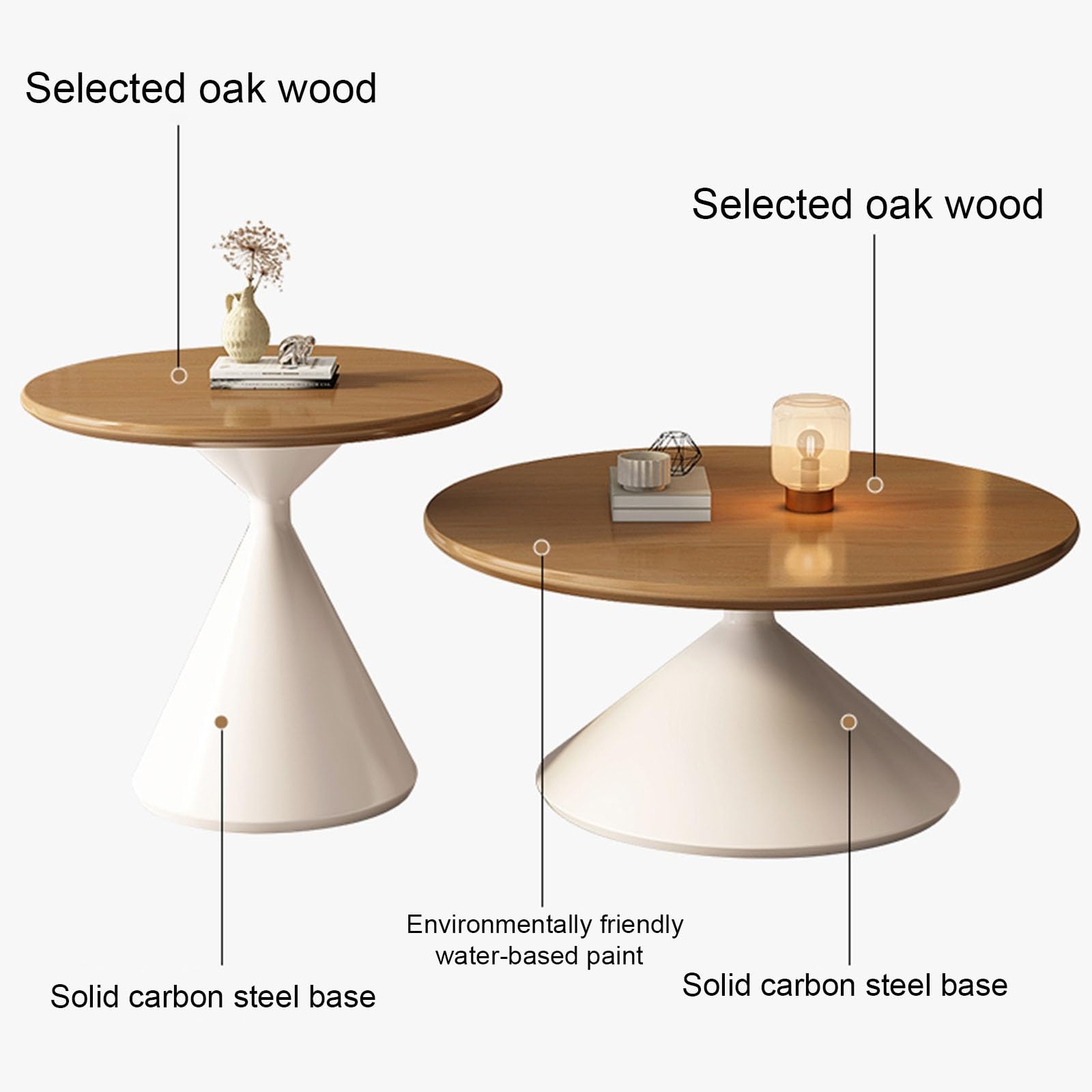 Table Basse Ronde pour Salon, Table Basse de Style campagnard avec Rangement, Finition Bois Massif Rustique, Table Basse Ronde idéale pour Les Petits espaces (Bicolore)