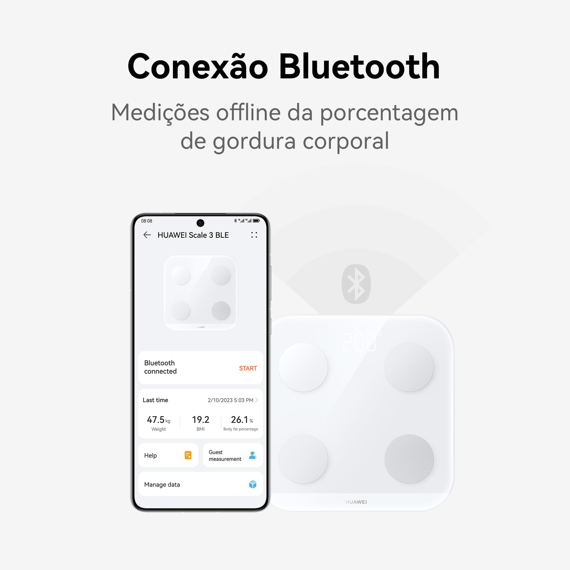Huawei Escala 3 Cuerpo Inteligente Análisis de Composición Corporal IMC, Bluetooth, Multiusuario, Android e iOS, Blanco
