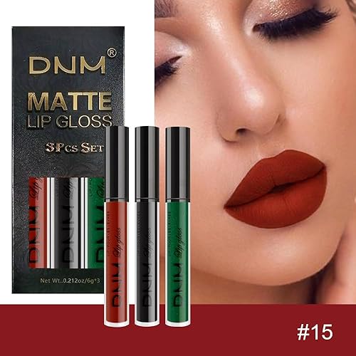 Miniatura 347 de evpct Juego de 3 lápices labiales líquidos de color oscuro, color rojo, verde esmeralda, mate, 24 horas, de larga duración, impermeable, a prueba