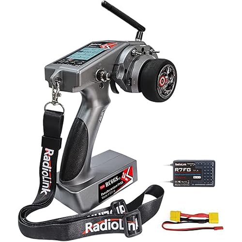 DTXMX RC Radio Transmitter, Radiolink RC6GS V3 7 Channels Controller and R7FG Gyro Receiver, 2.4Ghz Voltage Telemetry & Long Range Control 30 Models Storage for RC Car, Boat, Tanks, Crawler, Buggy