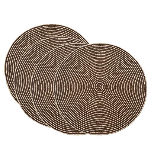 Manteles individuales tejidos, 38 cm, redondos, de hilo de algodón, juego de 4 manteles individuales (café)