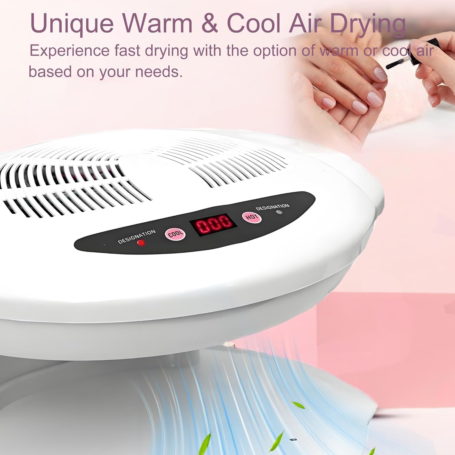 Essiccatore ad aria per smalto da 400 Watt, ventilatore per unghie, asciuga smalto per unghie, sensore automatico intelligente, aria calda e fredda, ventilatore per asciugare lo smalto per
